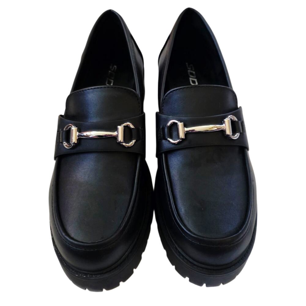 Soda Black Loafers with Silver Accent